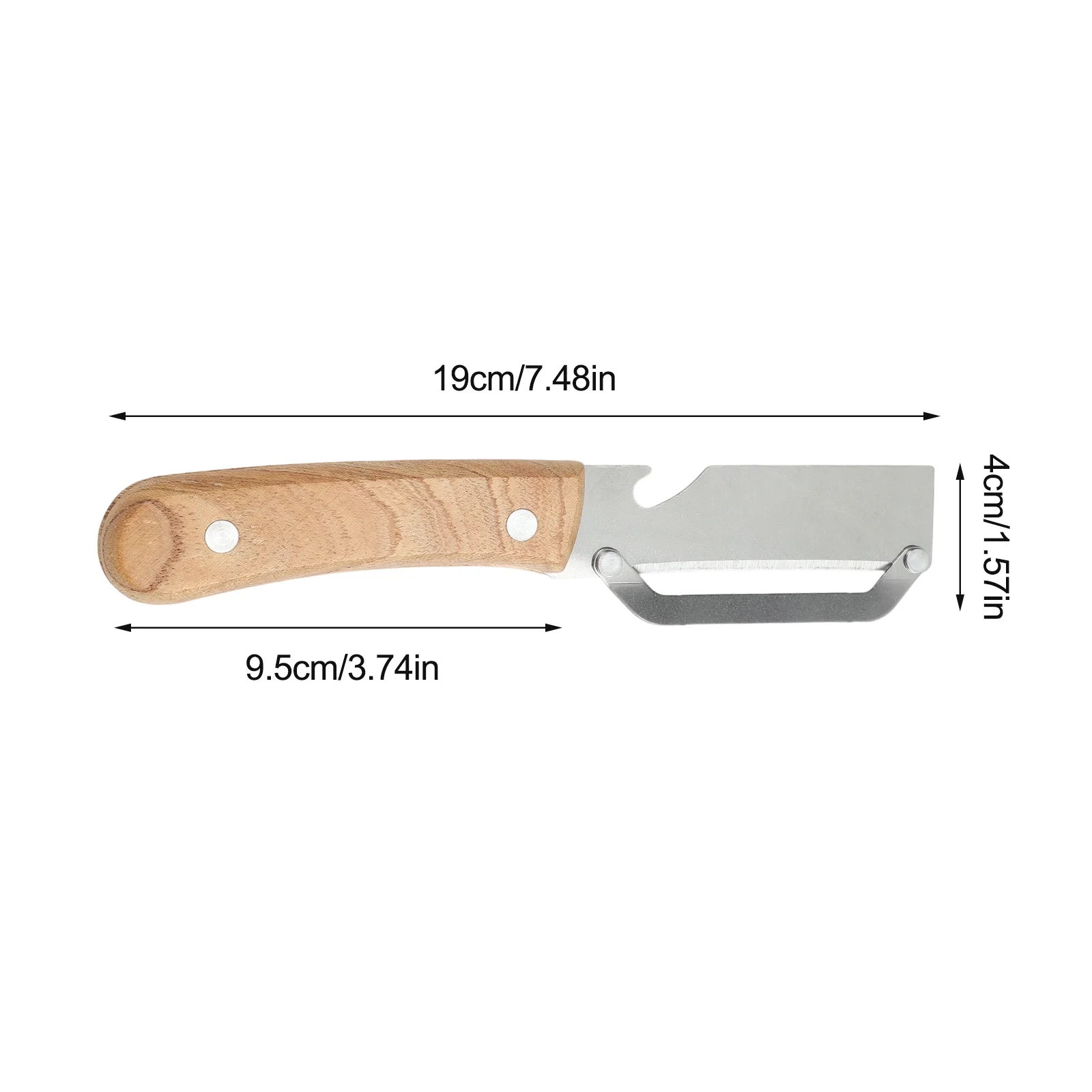 Multi-functional Vegetable Peeler Non-slip Wooden Handle With Built-in Bottle Opener For Kitchen 2 In 1 Stainless Peelrs Tool