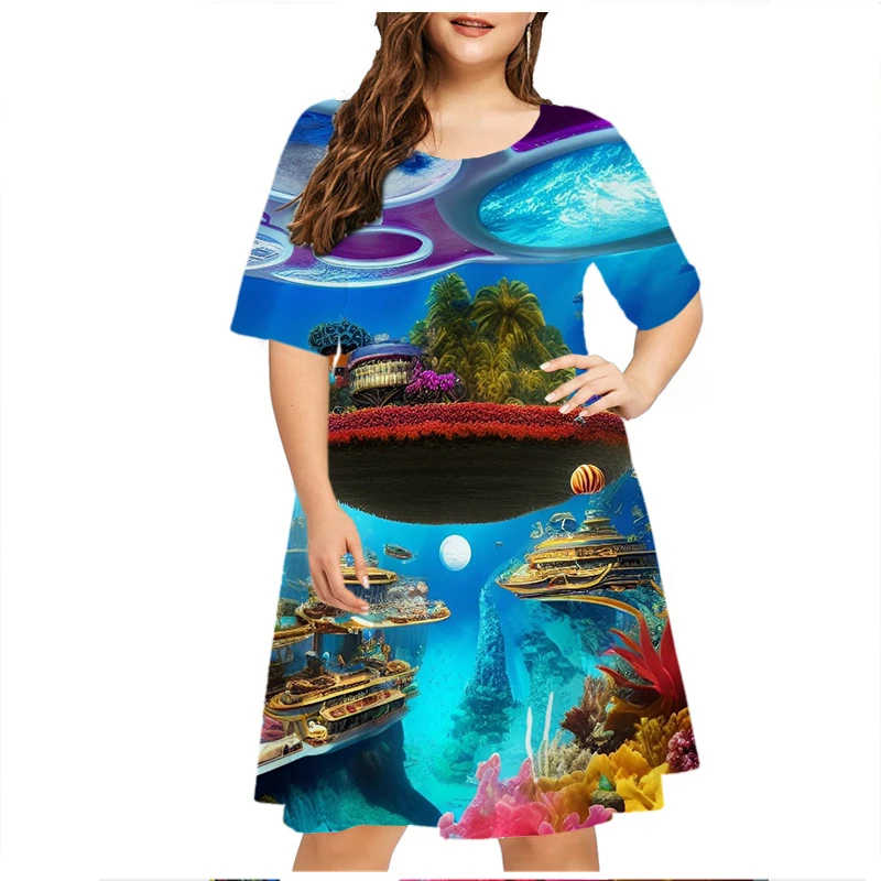 Vestido de fiesta de manga corta para niñas, vestido de verano para mujeres, moda divertida, lindo gato, vestido suelto de talla grande, ropa