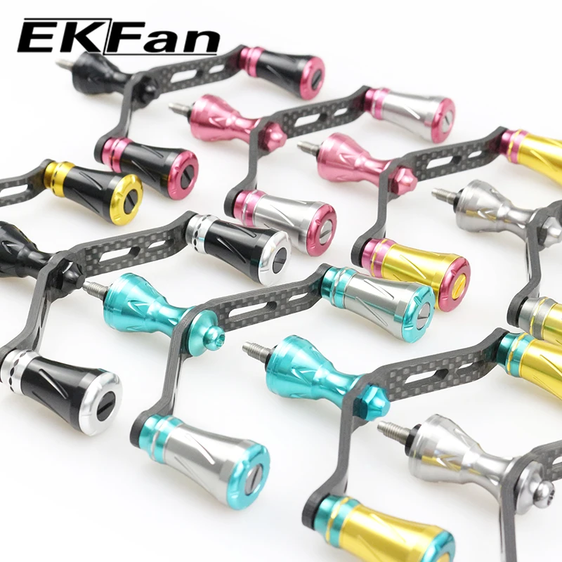 EKFan 105MM Kohlefaser+Aluminium Doppelknopf Spinnrolle Griff Passend für S-REEL Köderrolle Griff DIY-Teile – Detail 6