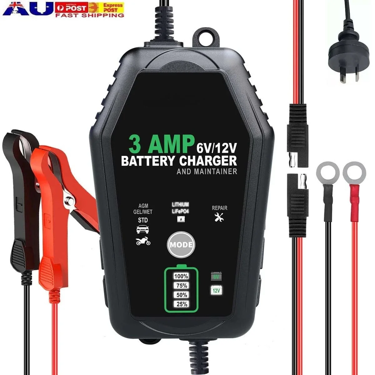 

Автоматическое зарядное устройство 6 В 12 В, поддерживающее поплавок для квадроцикла, автомобиля, мотоцикла