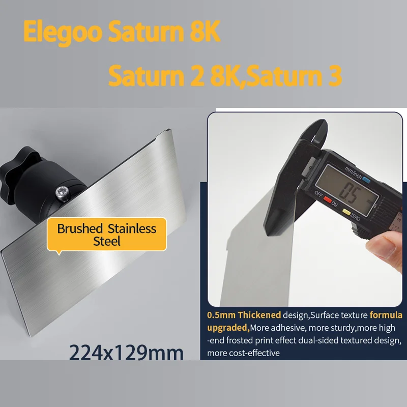 

ENERGETIC 224x129mm Resin Build Plate Elegoo Saturn 2 8K Flexible Steel Plate + Magnetic Base for Elegoo Saturn 3/3 Ultra SLA