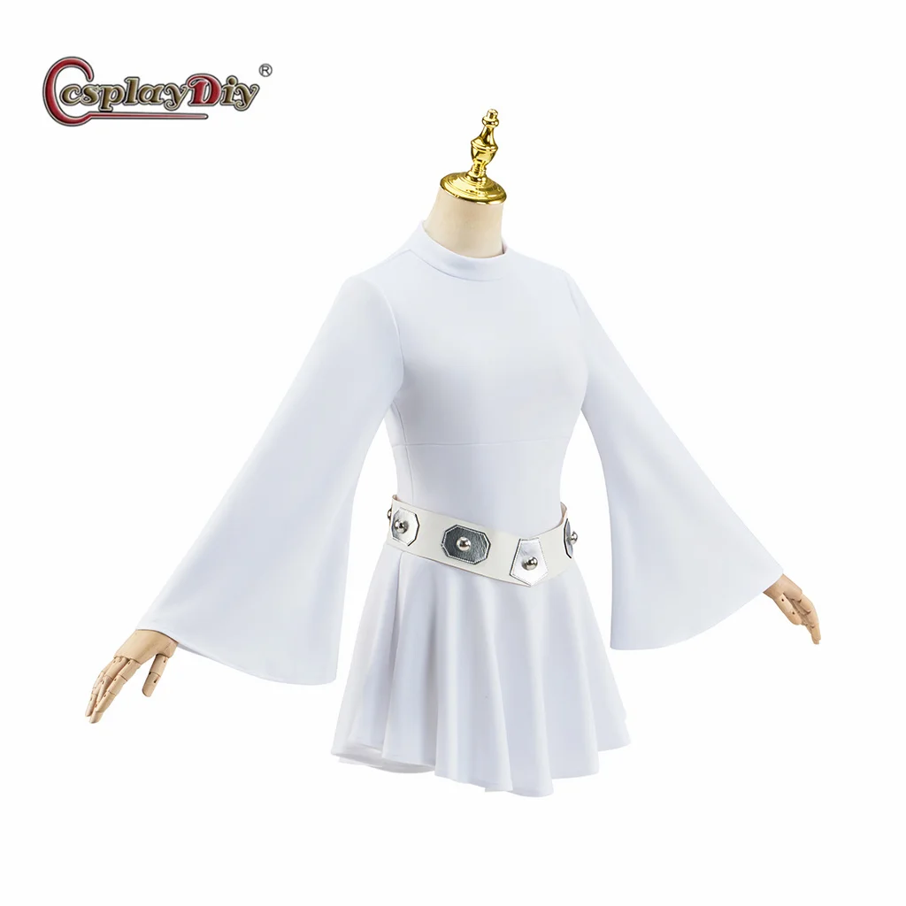 

Leia Cosplay Princess Costume Woman's White Dress Belt Halloween Party Cos Show Outfit