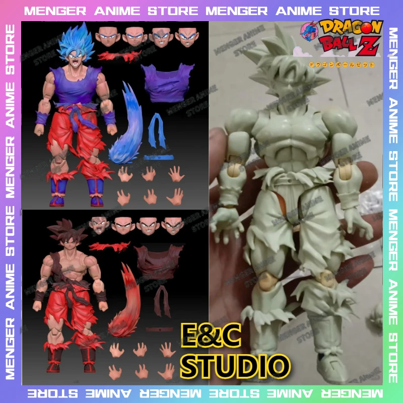 

E&C Studio Dragon Ball Z Super Saiyan Blue Kaioken Goku 3.0 Battle Damage Action Figure SHF Anime Collectible Poseable Model Toy