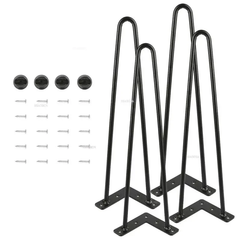 

4Pcs/set Table Legs 16 Inch Heavy Duty Hairpin Home DIY Furniture Coffee Desk With Rubber Floor Protectors Black HWC