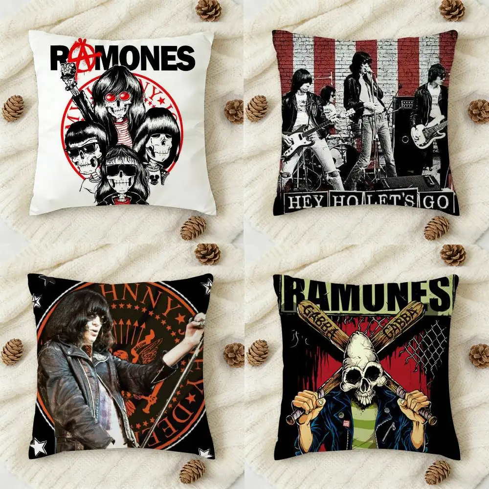 

Rock Band R-Ramones Double-sided Printed Square Decorative Cushion Cover for Sofa Living Room Home Decor
