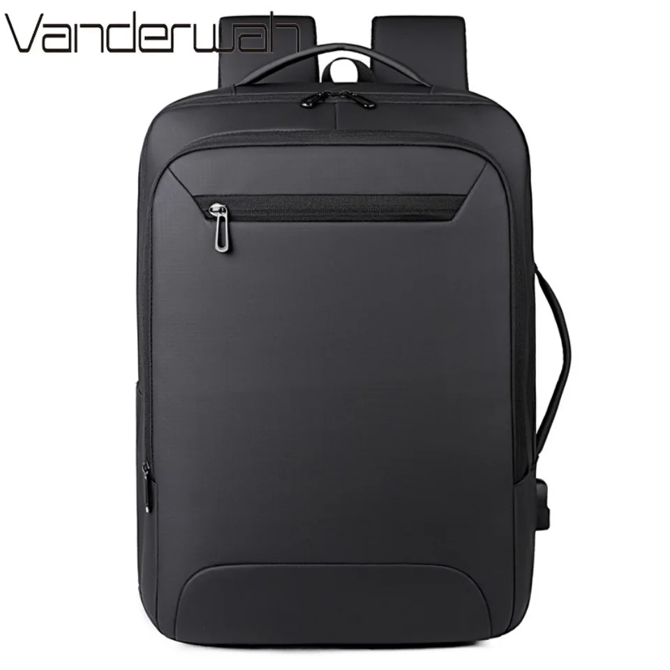 Business Travel Solid Color Backpack for Men Expandable Large Capacity Water Resistant Usb Charging MultiFunctional Compartment