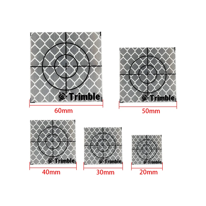 Autocollant de coulée de feuille blanche, feuille réfléchissante pour station totale Trimble, arpentage, géographie, taille 60x60mm, 20mm, 30mm, 40mm, 50mm, 100 pièces