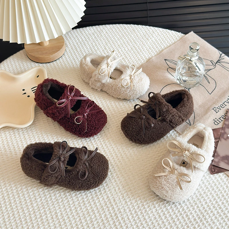 

2025 зимняя новая детская повседневная хлопковая обувь для девочек, модная нескользящая универсальная обувь принцессы в корейском стиле с мягкой подошвой