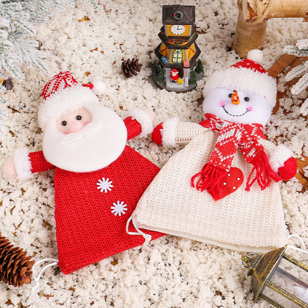 

Christmas Cute Knitted Candy Bag Xmas Drawstring Bags 2026 New Year Christmas Eve Presents Packing Bags Decorative Pendant