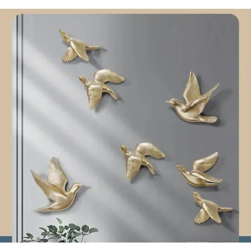 Nordic Resin Flying Birds Figurines Wall Hanging Simulation Swallows Home Decorations Sculptures Sparrow Living Room Ornaments
