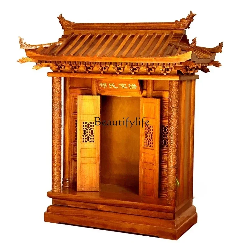 

56Shrine camphor wood with door Buddhist cabinet