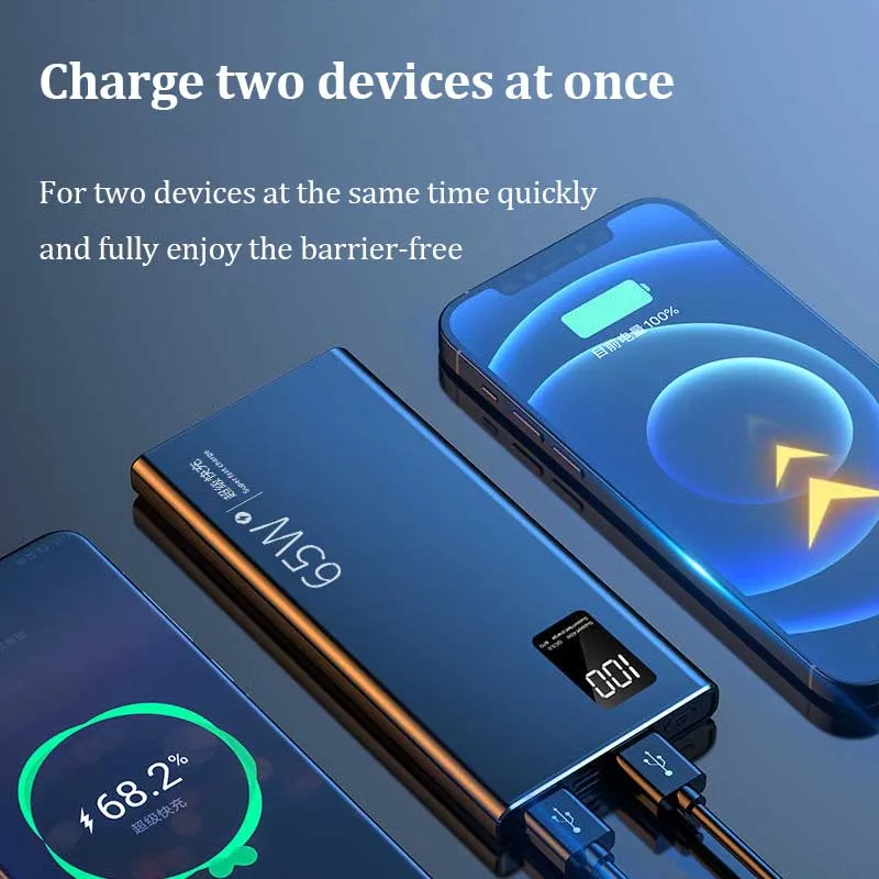 65W Power Bank 50000mAh Super Fast Charging Powerbank With Battery Display Portable External Battery for iphone Xiaomi Huawei