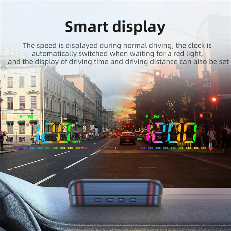 SQPP-Car HUD GPS رئيس يصل عرض الزجاج الأمامي العارض MPH KMH عداد السرعة العارض البوصلة نظام إنذار السرعة الزائدة