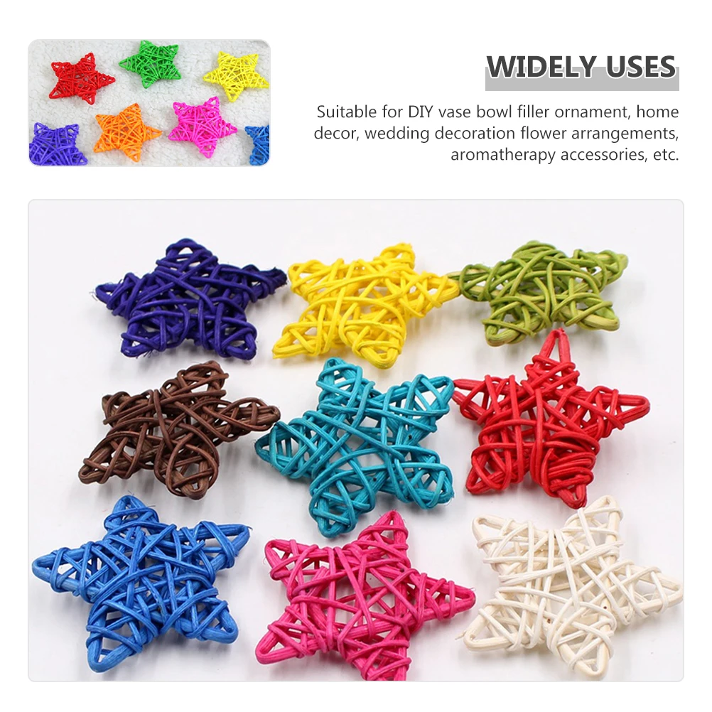 

20Pcs Rattan Stars Christmas Decorations Star Ornament DIY Hanging Natural Colors Home Centerpiece Table Decor