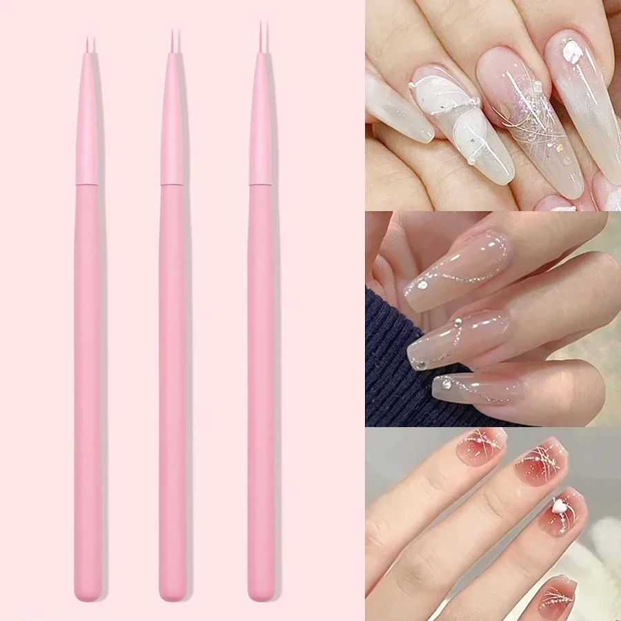 3Pcs Macaron Color Nail Art Brush Set Fine Detail Drawing Pens Professional Nail Liners for Accurate Nail Design