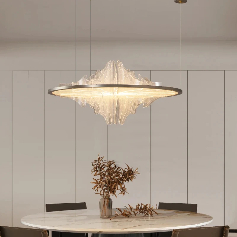 

Italian Minimalist Chandeliers 2025 New Artistic Creative, Round Luster Salon, Study Bedroom Decorative, Led Lighting, Dimmable