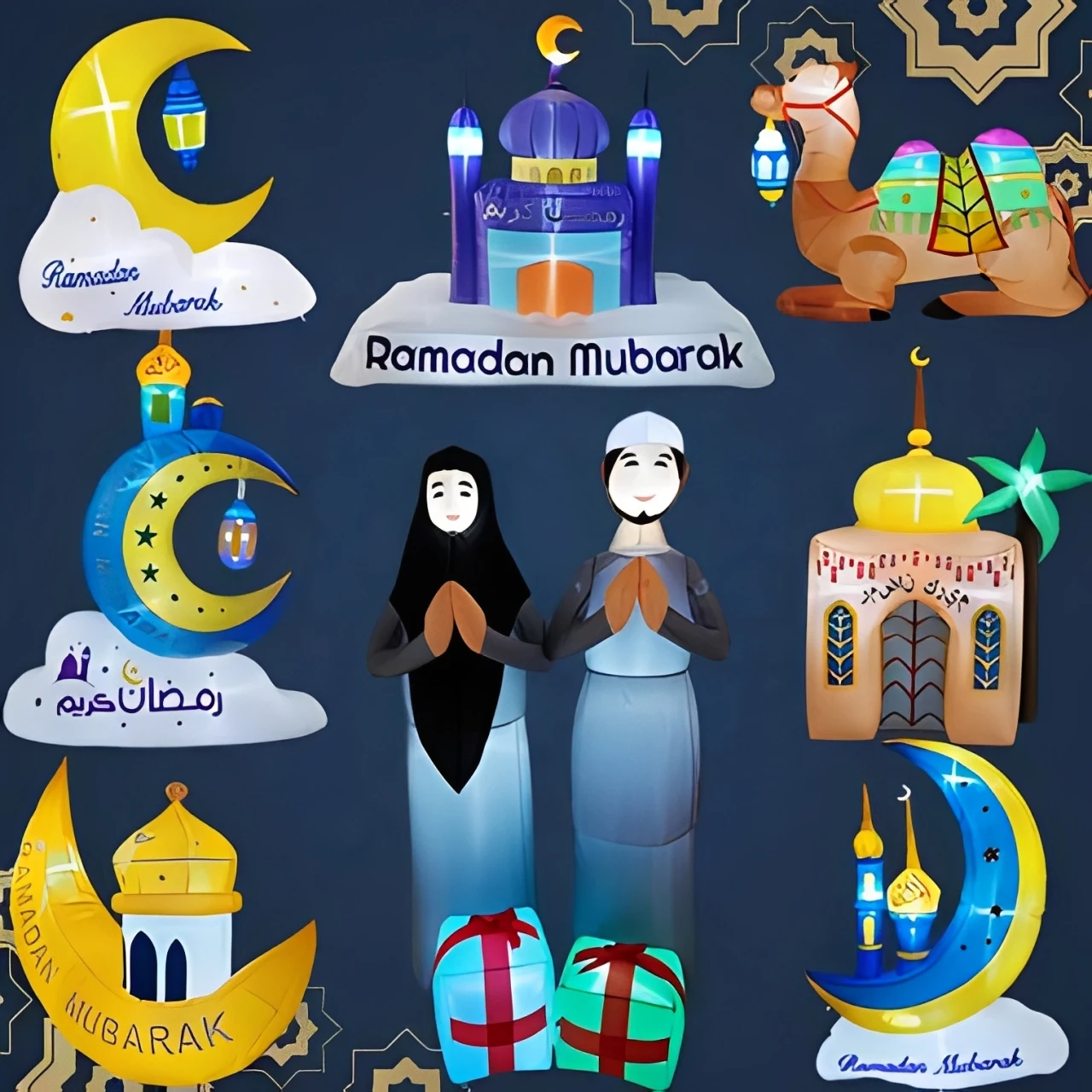 

Muslim/Islamic Outdoor Inflatable Decoration Ramadan Castle Model LED Lights Eid Mubarak Ramadan Deco for Celebrate Fasting