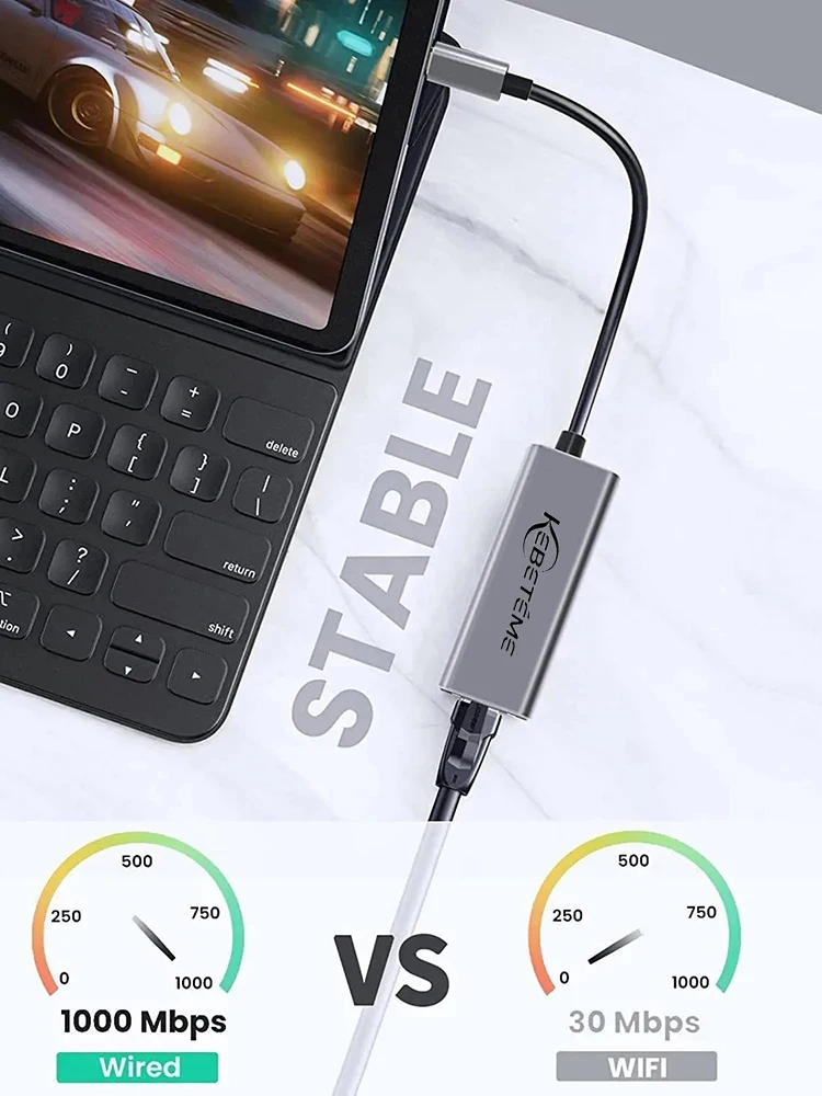 Kebidumei 1000Mbps USB Ethernet Adapter USB 3.0 Netwerkkaart naar USB RJ45 Lan voor PC MacBook Win 10/11 Xiaomi Ethernet USB-kabel - afbeelding 2