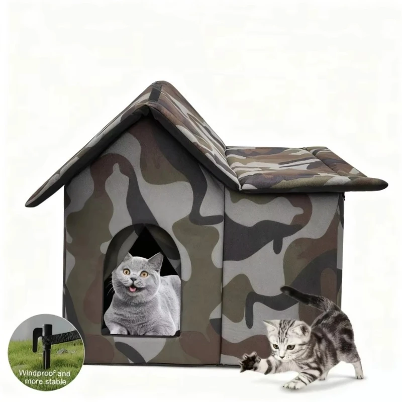 

Outdoor Waterproof Cat House, Winter Warm & Detachable Shelter for Stray Cats, All-Weather Protection for Pet Supplies