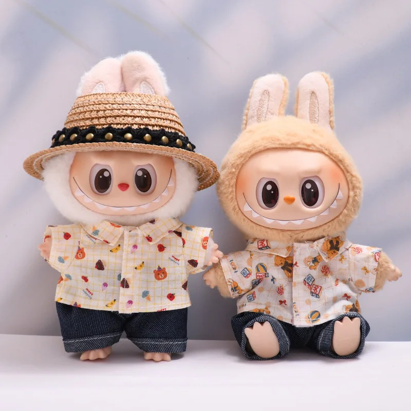 

Clothes For Labubu Bear Fruit Shirt Hat Set Clothing Accessories Suitable For 15 Cm 17 Cm 1st To 3rd Generation Dolls