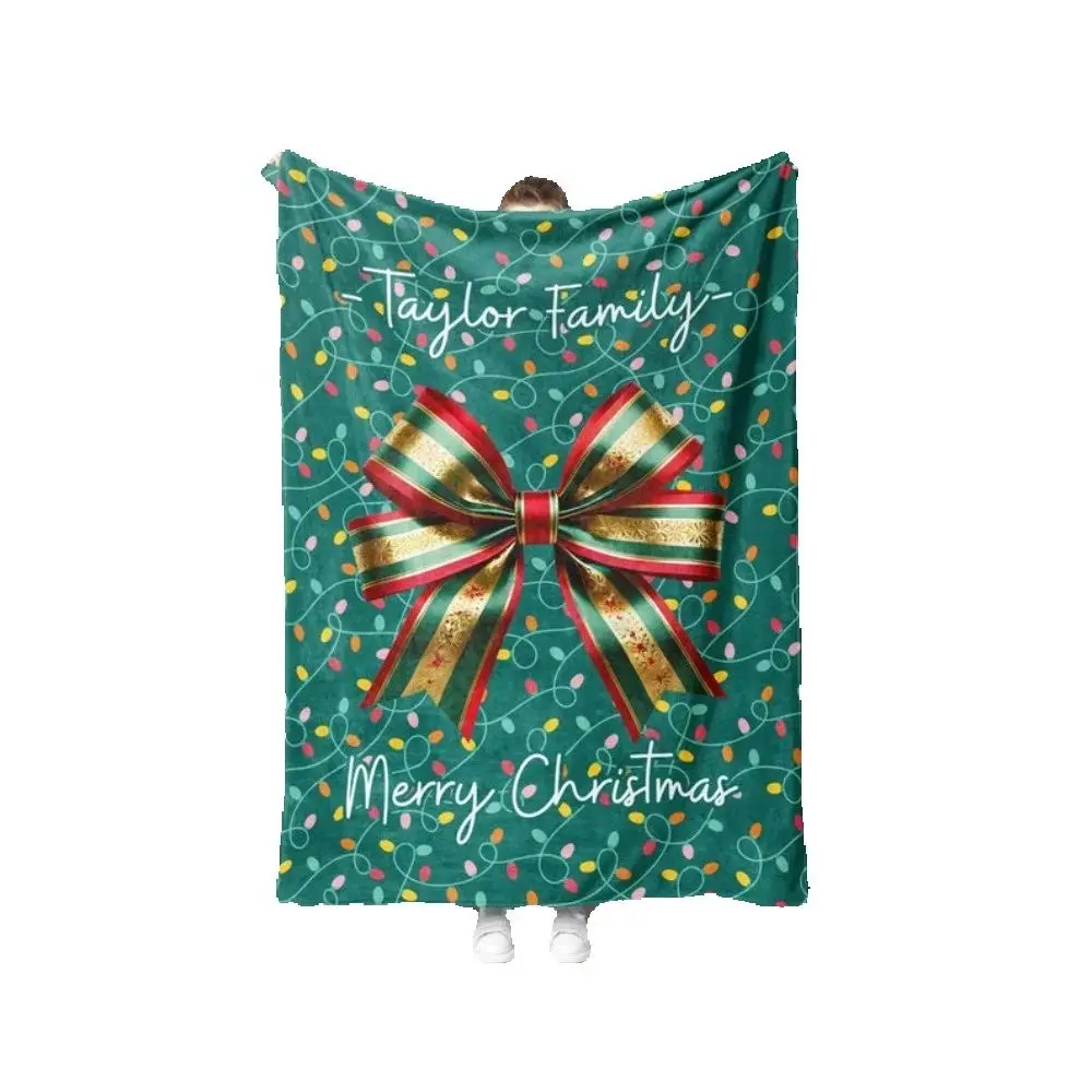 Персонализированное семейное рождественское одеяло разных размеров, 2D принт, тема снежного оленя, фланелевое одеяло, диван-кровать, подарок для сна, уютный