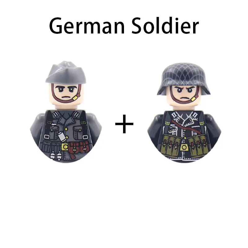 MOC Military British Soviet US French German Soldier Building Blocks Army Figures Weapons Mini MOC Model Bricks Toys Kids Gifts