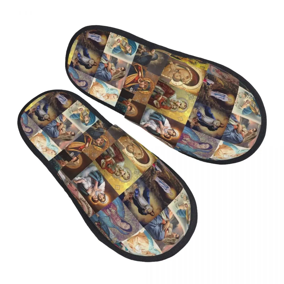 Virgin Mary House Slippers Women Soft Memory Foam Catholic Christian Slip On Bedroom Slipper Shoes