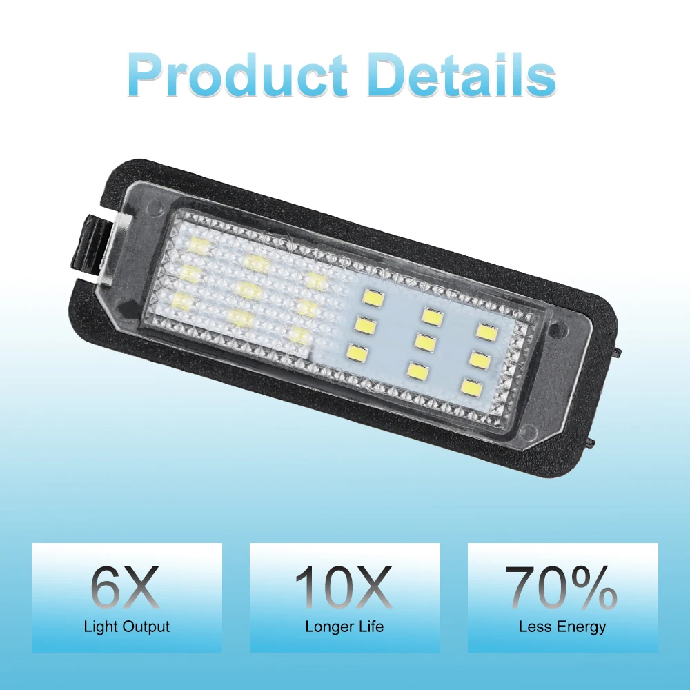 White License Plate Light For VW Passat CC Golf MK7 Seat Leon 1 Canbus No Error Bright LED License Plate Light view 2