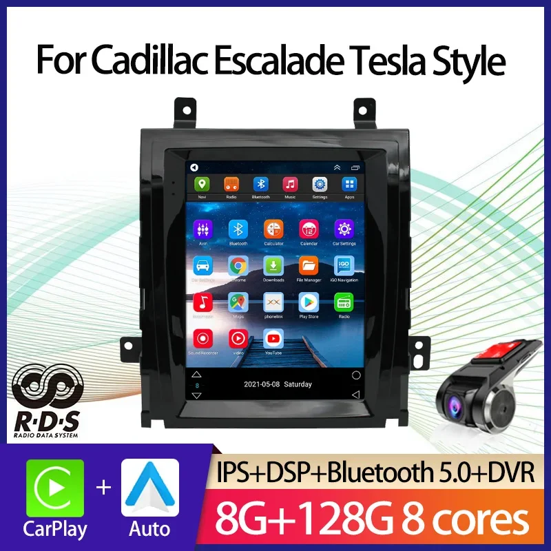 Android 11 Car GPS Navigation For Cadillac Escalade Tesla Style Car Radio Stereo Multimedia Player