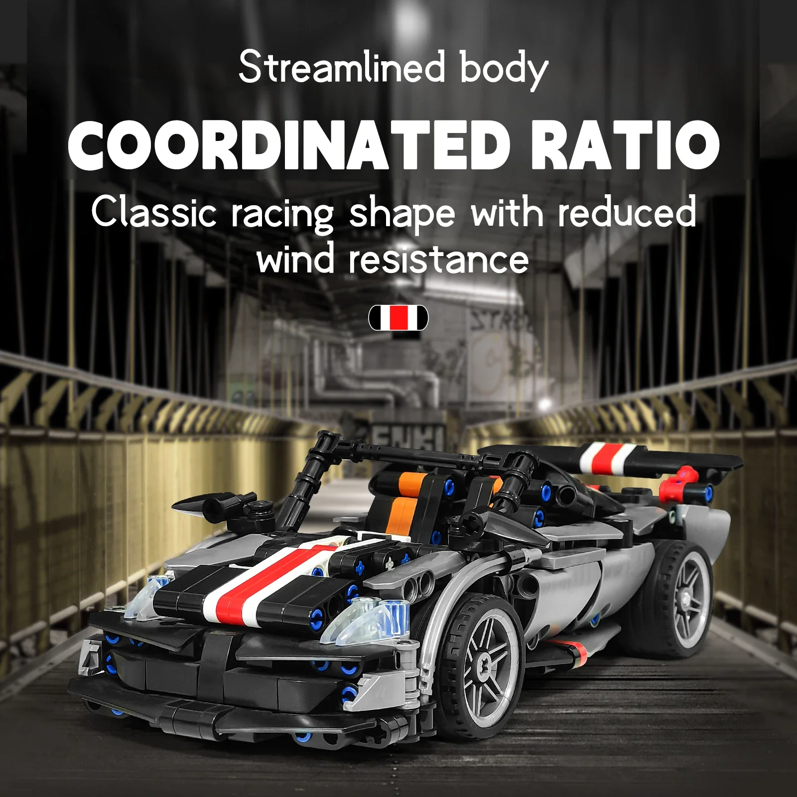 1:18 سباق نموذج 8001 اللبنات سيارة 520 + قطعة لعبة الطوب الفني مع غطاء محرك السيارة المفتوح تدوير المفاصل للأطفال 6 + الأولاد هدية #3