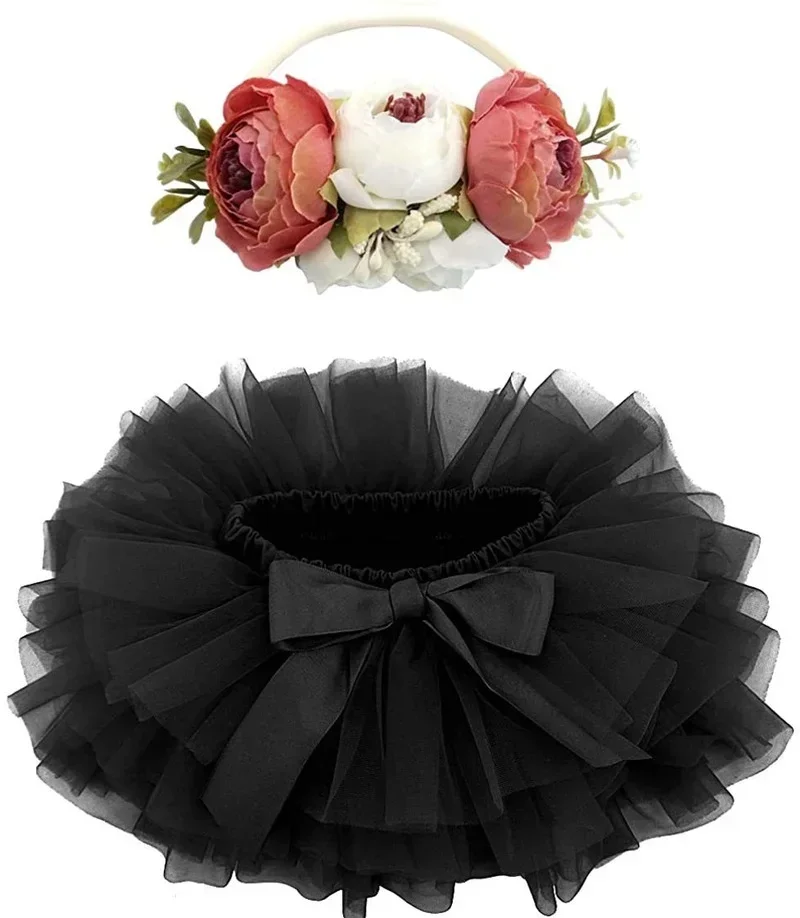 

Skirts Children's Ballet Clothing Infant Mesh Skirt Princess Tutu Dresses Newborn Photography Props Clothes 2pcs/set