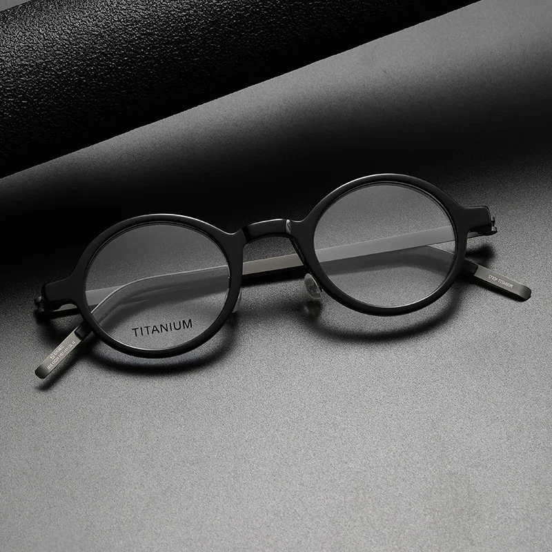 Denmark Brand 1810 Small Retro Round Glasses Frame Men No Screw Ultralight Men Myopia Prescription Optical Titanium Eyeglasses