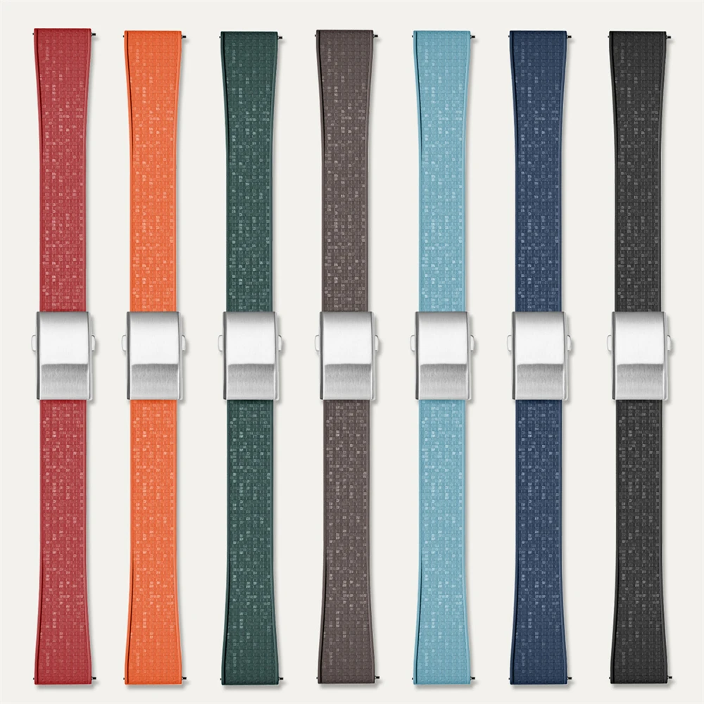 FKM Fluororubber Sport Quick Release Watch band 18mm 19mm 20mm 21mm 22mm Mosaic patterned flat Watch strap