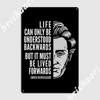 Kierkegaard Inspirational Quote Life Can Only Be Understood Backwards Metal Sign Cinema Garage Funny