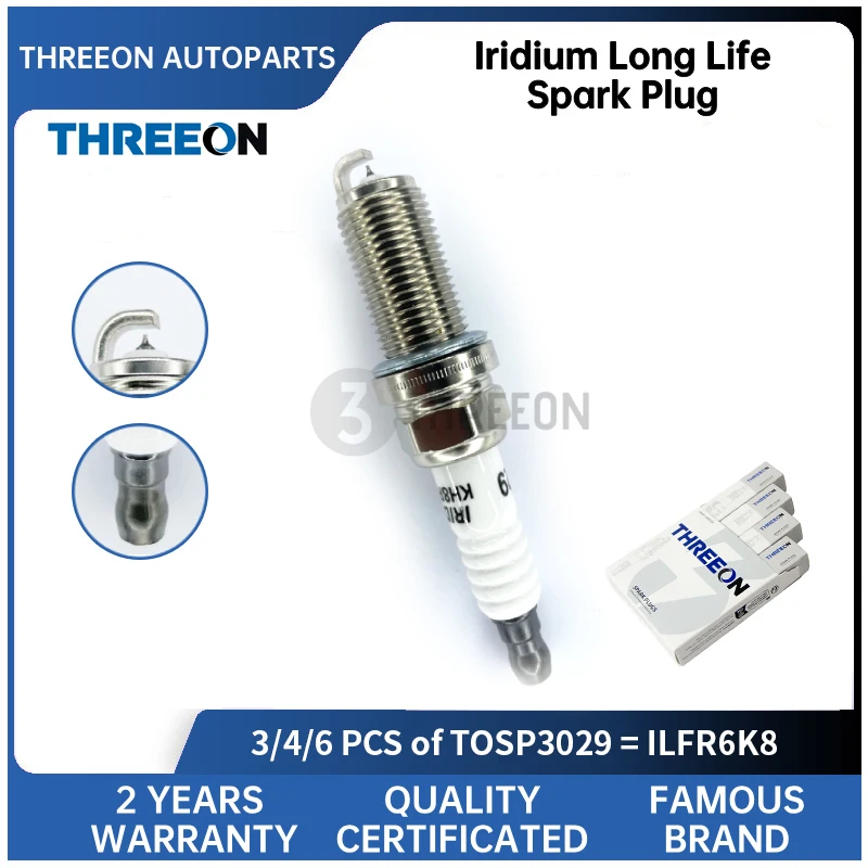 

3/4/6 шт. Иридиевая свеча зажигания THREEON для TOYOTA Aygo 1.0 Camry 6AR-FSE LEXUS для VOLVO S60 S80 V70 2,0 2,5 99917022890 TOSP3029
