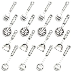 40pcs Mixed Cooking Ladle Shovel Spoon Charms Alloy Metal Antique SIlver Color Kitchen Tool Pendants For DIY Jewelry Making