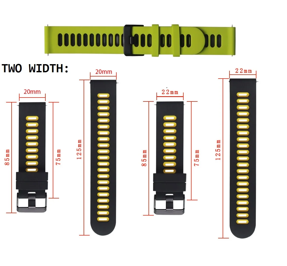 20mm 22mm Color matching Silicone Two-color breathable Strap for Samsung Galaxy watch 3 41mm 45mm Watch 42mm 46mm