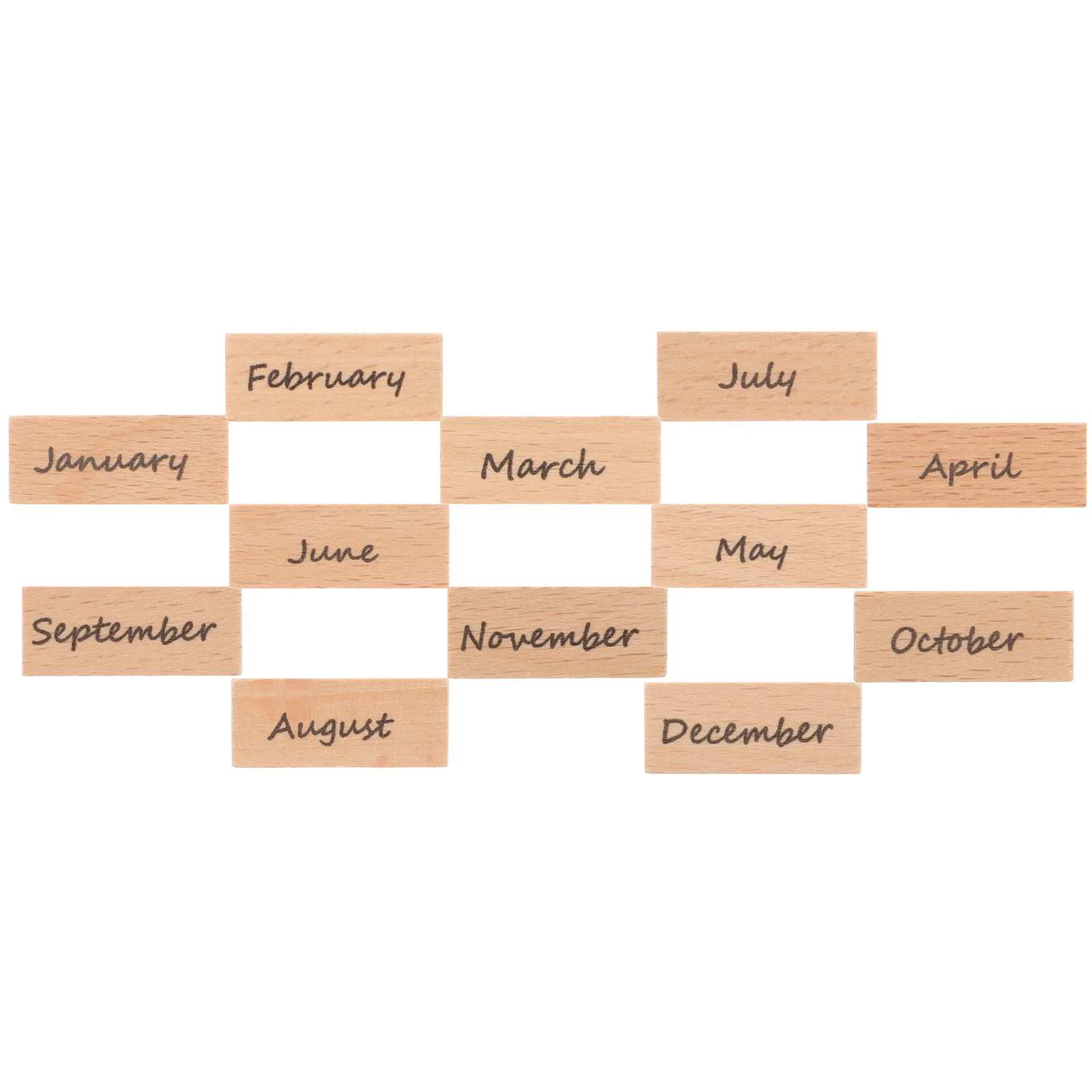 Digital Calendar Wooden Stamp Set 12 Months Stamps DIY Craft Planner Monthly Man