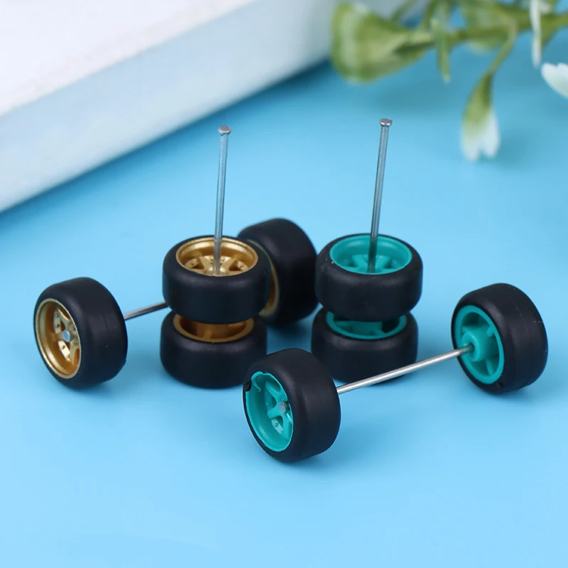 1:64 Wheels For Hotwheels With Rubber Tire Model Model Car Modified Parts Racing Vehicle Toys 4Colors