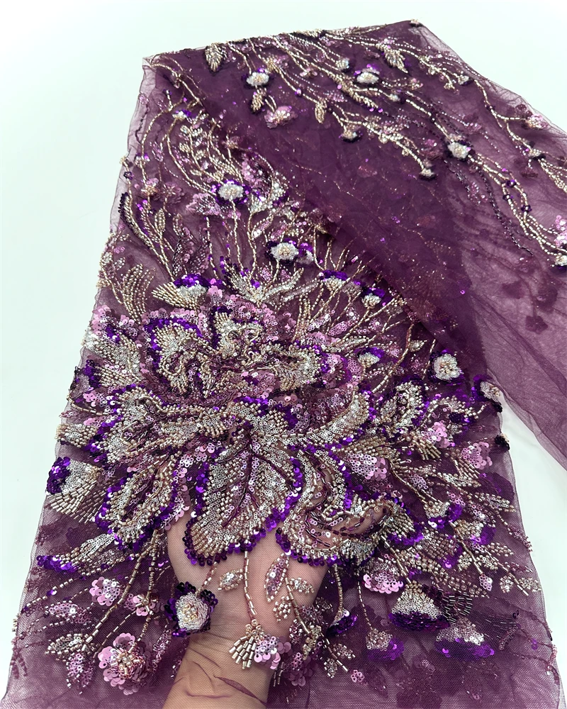 Afrikaanse Tule Kant Stof 2025, Franse Netto Pailletten Stof Naaien Borduren Met Kralen Kant Tule Mesh Nigeria Jurk