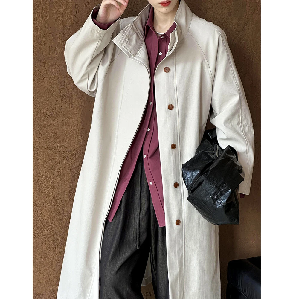 

2024 Women Autumn Fashion Long Trench Coat Stand Collar 70% Cotton Women Coat Casaco Feminino New Trench Femme