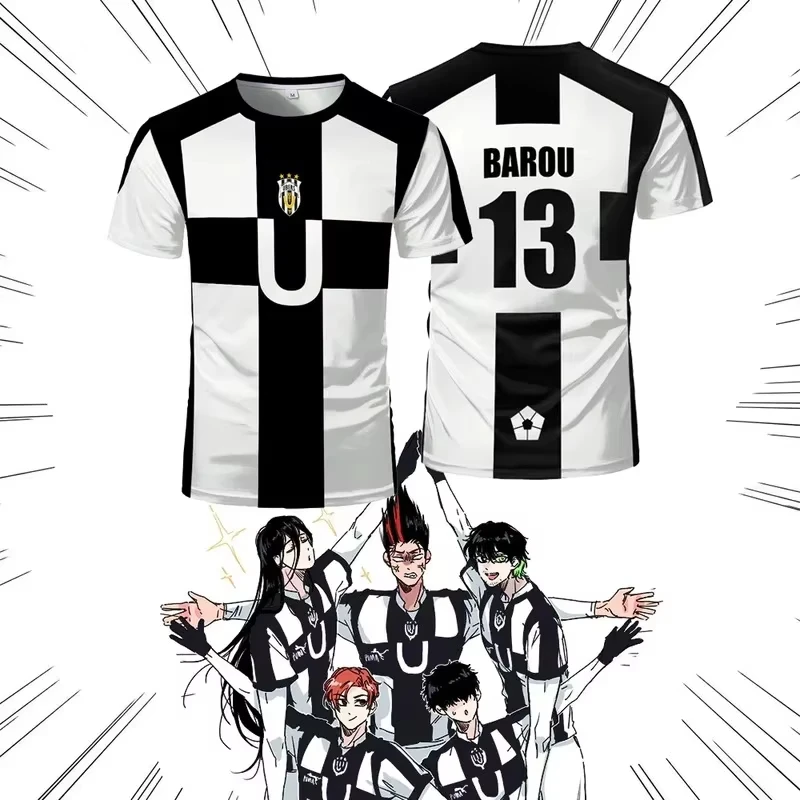 Barou con Impresión 3D para el Verano 2026 # Camiseta de Anime Blue Lock de Fútbol para Hombre, Transpirable, de Secado Rápido, Informal, de Manga Corta, Estilo Urbano