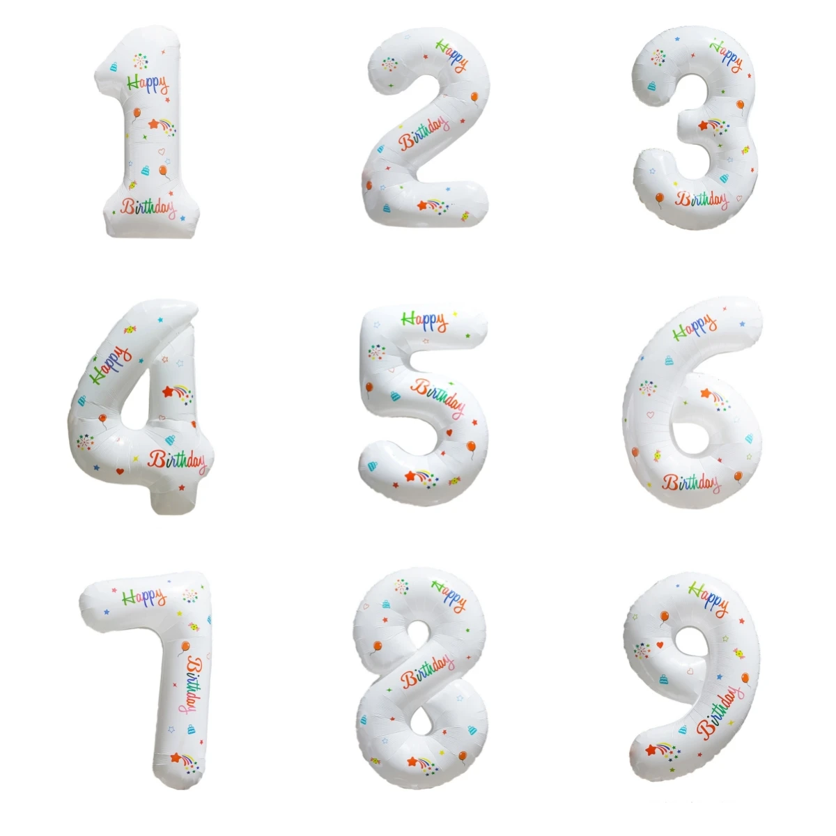 

1pc 32 inch White number Standing Aluminum Film Balloon Printed Happy Birthday with Crown for Birthday Party anniversary