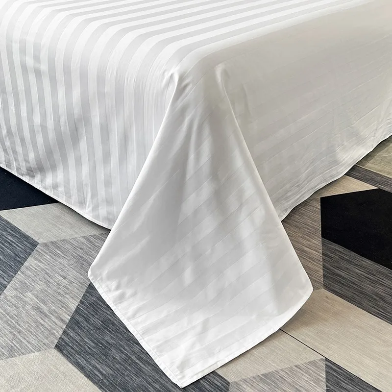 White Grey Stripe Premium Hotel Bedding Set Double Queen Super King Soft Comfortable Duvet Cover Flat/Fitted Sheet Pillowcases