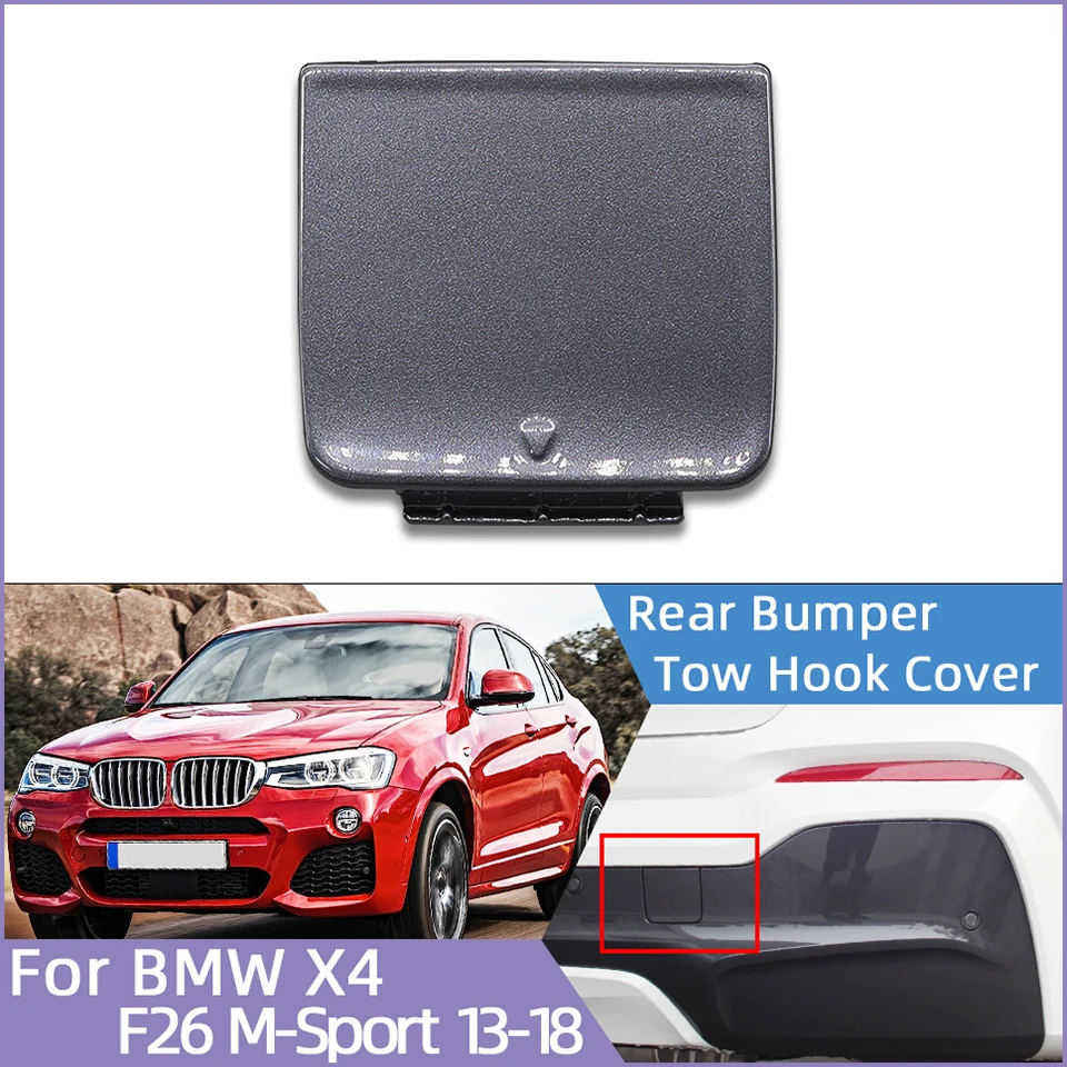 

Auto Rear Bumper Tow Hook Cover Shell Piano Paint Trailer Lid For 2013 2014 2015 2016 2017 2018 Bmw X4 M-Sport F26 51128066750