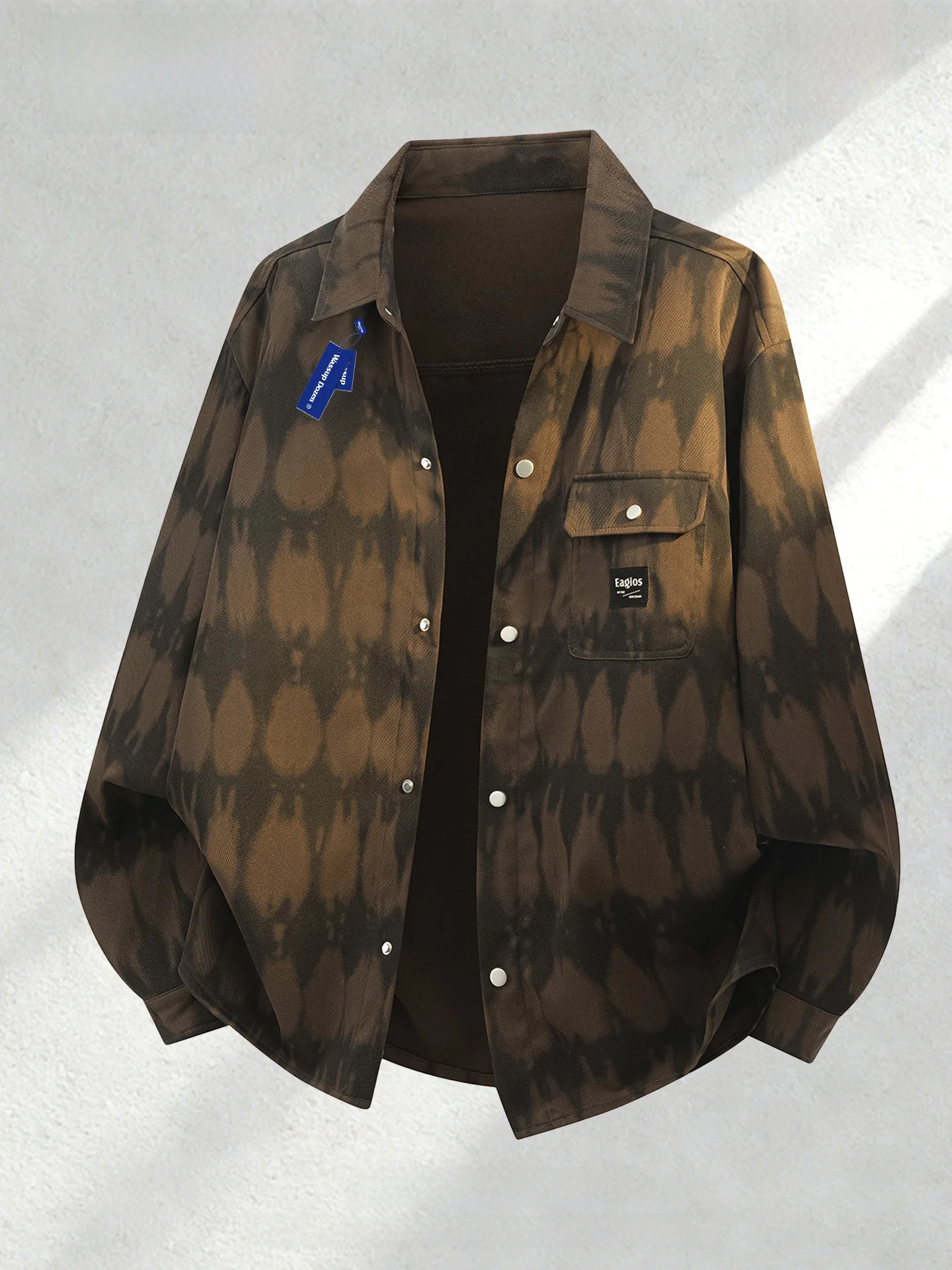 

Мужская весенняя верхняя одежда Wassup Dozen Workwear: классическая рубашка свободного кроя с длинным рукавом, тай-дай, универсальная, повседневная
