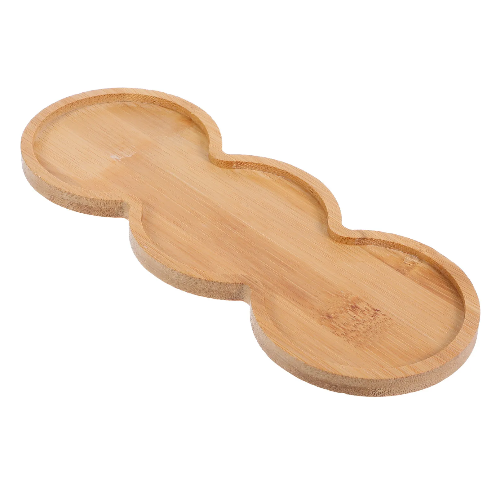 Bamboo Drink Tray with 3 Secure Slots for Wine Whiskey Glasses Shockproof Anti-Slip Serving Tray Party Home Bar Coffee Server
