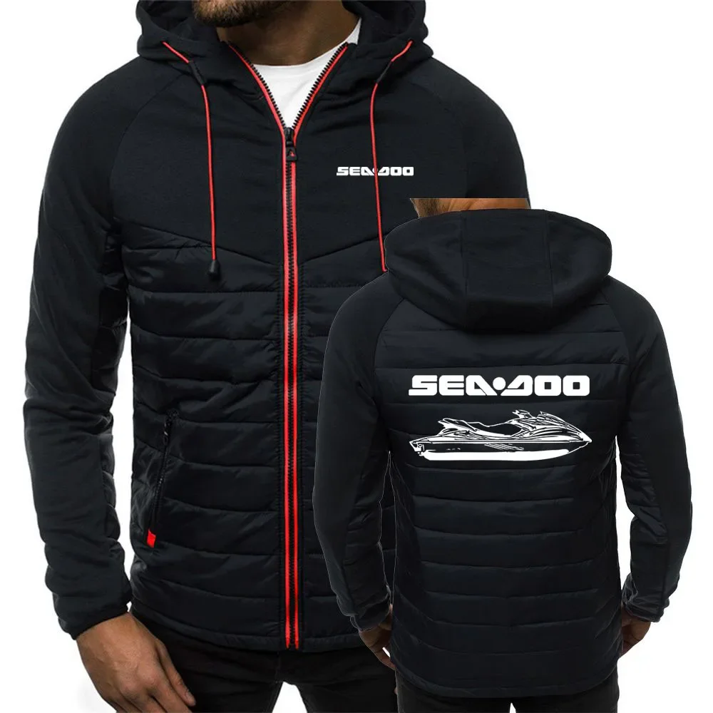 2024 Sea Doo Seadoo Moto Logo Print Spring Autumn Mens Outdoor Casual Splicing Zipper Sports Trendy Cotton Patchwork Jacket Coat