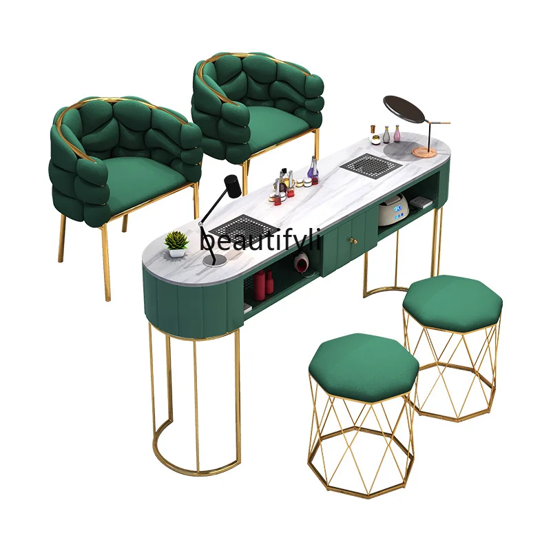 Nail Table Nail Shop Table and Chair Set Japanese Entry Lux Single Double Table with Vacuum Cleaner