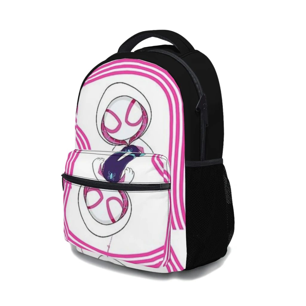 Mignon spiider-ghos.t-gwen grl pwr dessin animé centralisé enfants t-shirt nouvelle mode enfants haute capacité étanche collège sac à dos 17 pouces